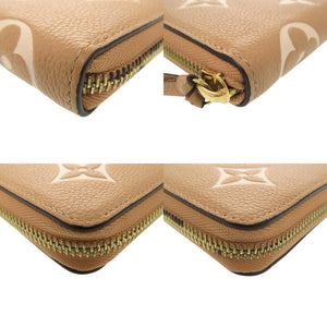 ルイ ヴィトン ポルトフォイユ クレマンス モノグラムアンプラント ベージュ 長財布 LV 0007【中古】LOUIS VUITTON