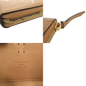 ルイ ヴィトン ポルトフォイユ クレマンス モノグラムアンプラント ベージュ 長財布 LV 0007【中古】LOUIS VUITTON