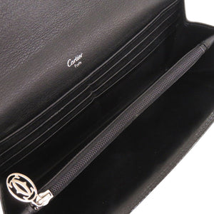 カルティエ ハッピーバースデー パテントレザー ブラック 長財布 黒 0024【中古】CARTIER