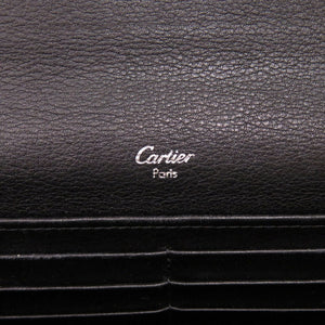 カルティエ ハッピーバースデー パテントレザー ブラック 長財布 黒 0024【中古】CARTIER