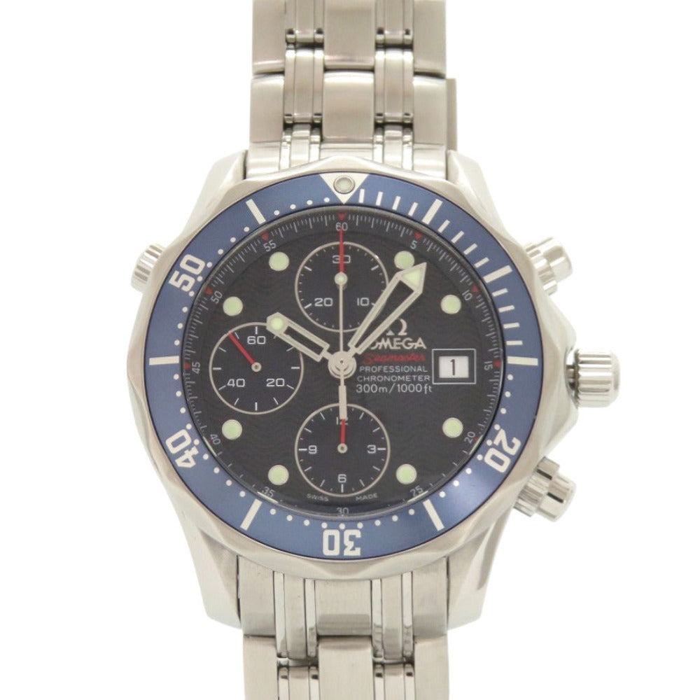 美品 オメガ シーマスター 300 クロノグラフ 2225.80 ネイビー SS 自動巻き 腕時計 0104【中古】OMEGA