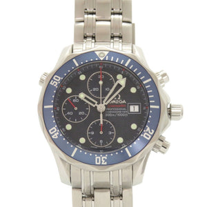 美品 オメガ シーマスター 300 クロノグラフ 2225.80 ネイビー SS 自動巻き 腕時計 0104【中古】OMEGA