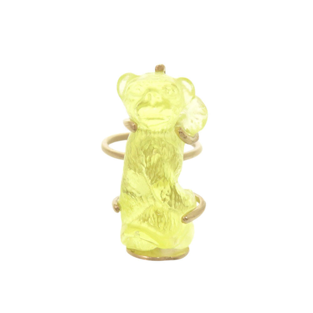 美品 ディオール 猿 モンキー サイズM メタル プラスチック イエロー リング 指輪 黄 0160【中古】Dior