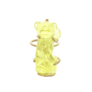 美品 ディオール 猿 モンキー サイズM メタル プラスチック イエロー リング 指輪 黄 0160【中古】Dior