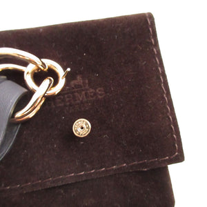 新品同様 エルメス ヴィレヴォルトGM レザー ブルーインディゴ ピアス 0212【中古】HERMES