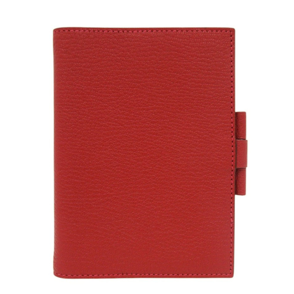 美品 エルメス アジェンダ GM シェーブル レッド □L刻印 手帳カバー 赤 0214【中古】HERMES