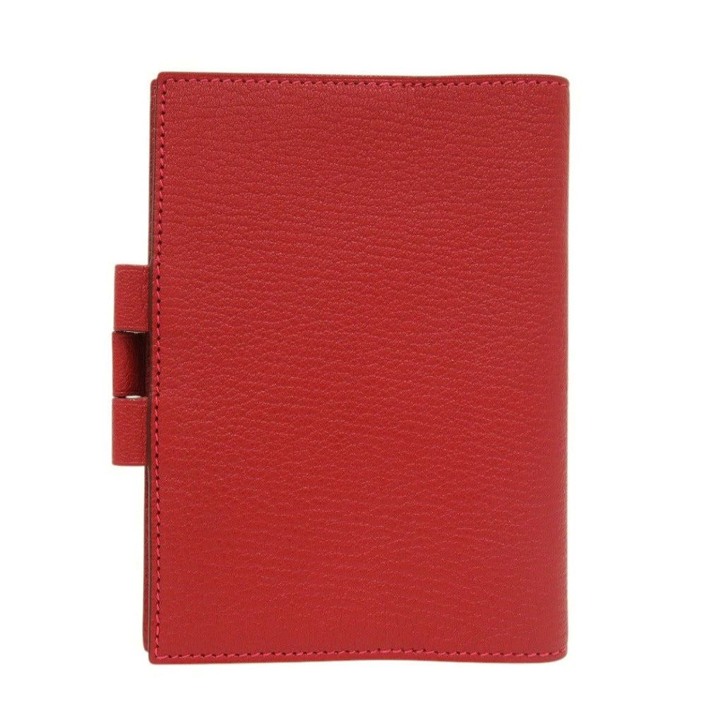 美品 エルメス アジェンダ GM シェーブル レッド □L刻印 手帳カバー 赤 0214【中古】HERMES
