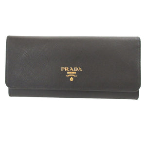 新品同様 プラダ サフィアーノレザー ブラック 黒 2つ折り長財布 財布 0217【中古】PRADA