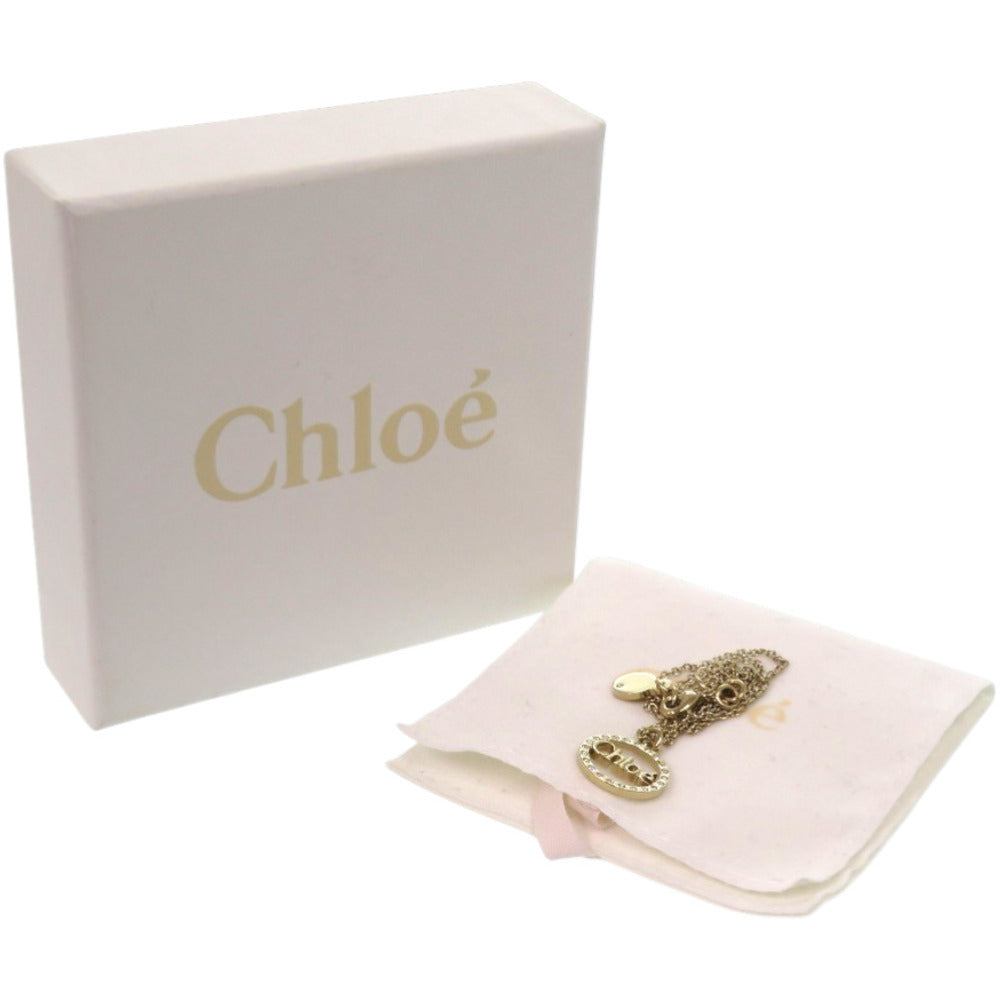 新品同様 クロエ ロゴリング 2O0514 AK9 メタル ラインストーン 093 ゴールド ネックレス 0219【中古】Chloe