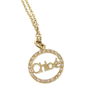 新品同様 クロエ ロゴリング 2O0514 AK9 メタル ラインストーン 093 ゴールド ネックレス 0219【中古】Chloe