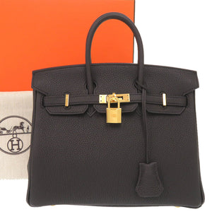 新品同様 エルメス バーキン25 トゴ ブラック ゴールド金具 W刻印(2024年製) ハンドバッグ 黒 0221【中古】HERMES