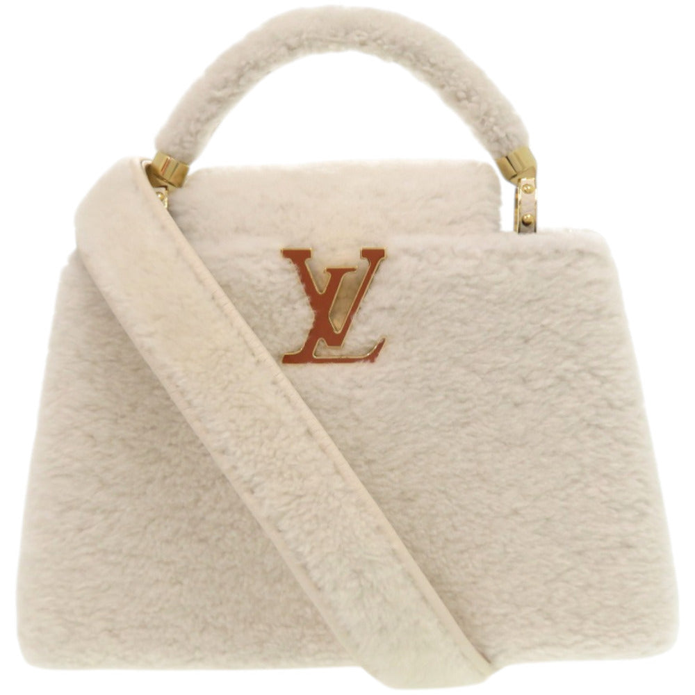 新品同様 ルイ ヴィトン カプシーヌBB シアリング M21089 ラムファー レザー ホワイト 白 ハンドバッグ LV 0238【中古】LOUIS VUITTON