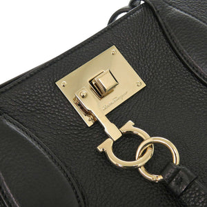 美品 サルヴァトーレフェラガモ ガンチーニ レザー ブラック トートバッグ 黒 0302【中古】Salvatore Ferragamo