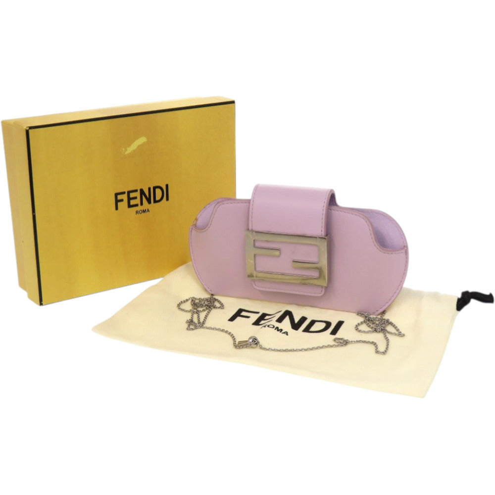 新品同様 フェンディ メガネケース チェーン バゲット 7AS069 AG0O レザー パープル 紫 ポーチ 0319【中古】FENDI