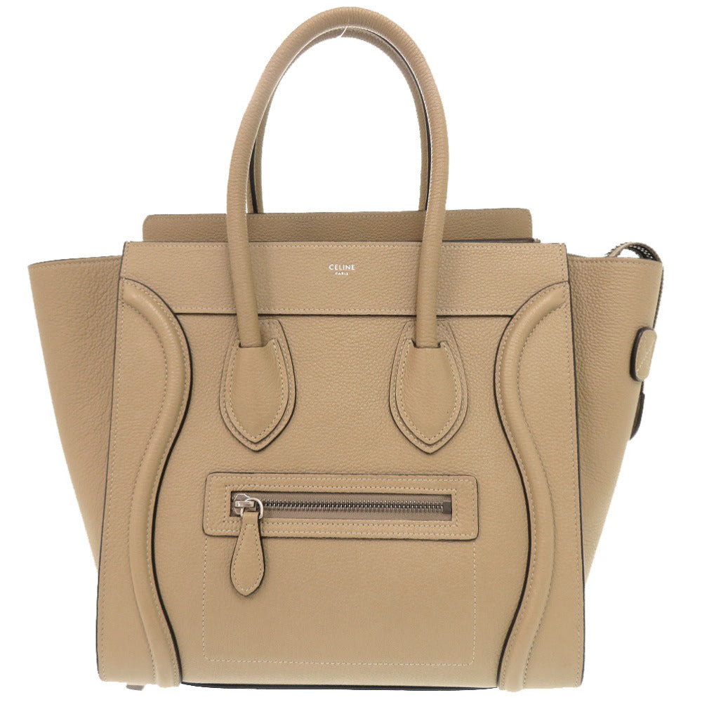 美品 セリーヌ ラゲージ マイクロショッパー レザー ベージュ ハンドバッグ 0322【中古】CELINE
