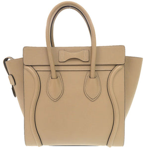 美品 セリーヌ ラゲージ マイクロショッパー レザー ベージュ ハンドバッグ 0322【中古】CELINE