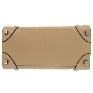 美品 セリーヌ ラゲージ マイクロショッパー レザー ベージュ ハンドバッグ 0322【中古】CELINE