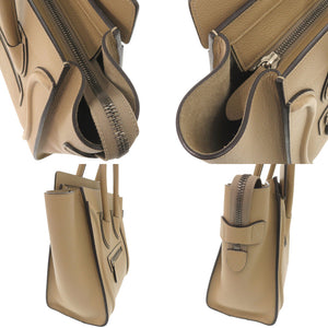 美品 セリーヌ ラゲージ マイクロショッパー レザー ベージュ ハンドバッグ 0322【中古】CELINE