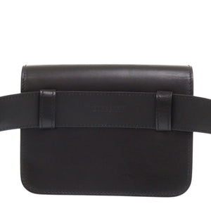 美品 バーバリー TBロゴ ベルトバッグ レザー ブラック ウエストバッグ 黒 0335【中古】BURBERRY