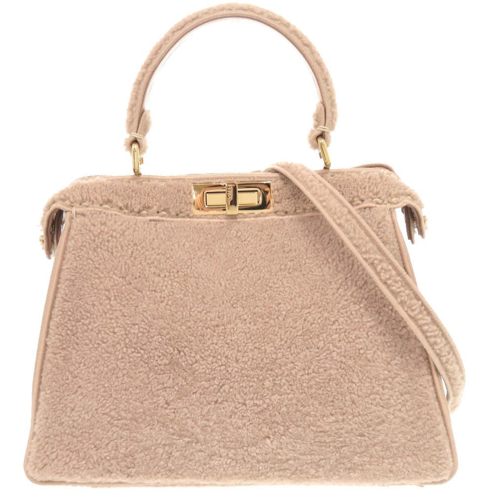 美品 フェンディ ピーカブー アイシーユー ミディアム 8BN321 ムートン ピンク 2WAY ハンドバッグ 0341【中古】FENDI