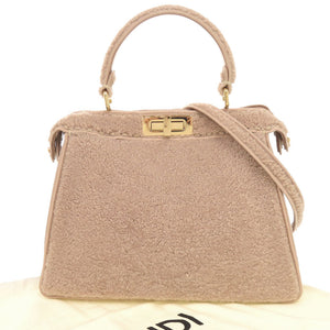 美品 フェンディ ピーカブー アイシーユー ミディアム 8BN321 ムートン ピンク 2WAY ハンドバッグ 0341【中古】FENDI