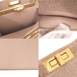 美品 フェンディ ピーカブー アイシーユー ミディアム 8BN321 ムートン ピンク 2WAY ハンドバッグ 0341【中古】FENDI