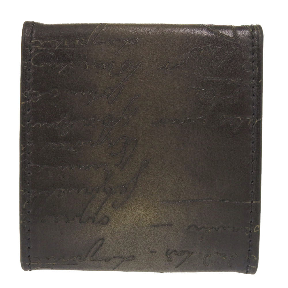 美品 ベルルッティ カリグラフィ レザー グレー コインケース 0345【中古】BERLUTI