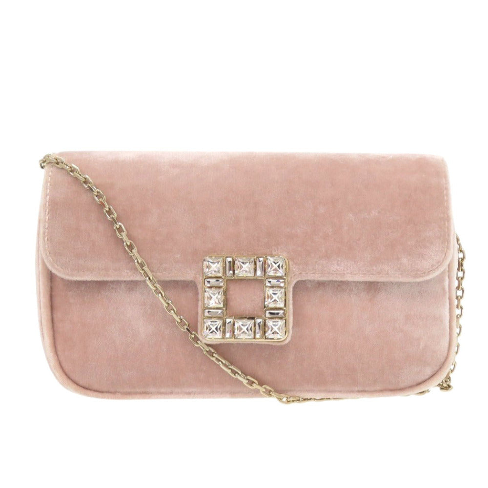 新品同様 ロジェヴィヴィエ ジュ ドゥ フィーユ ベルベット クラッチ ピンク ショルダーバッグ 0361【中古】Roger Vivier