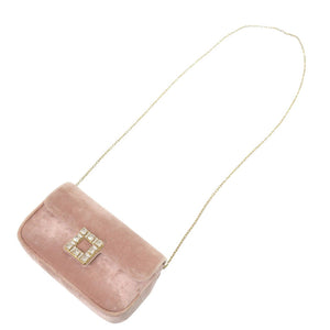 新品同様 ロジェヴィヴィエ ジュ ドゥ フィーユ ベルベット クラッチ ピンク ショルダーバッグ 0361【中古】Roger Vivier