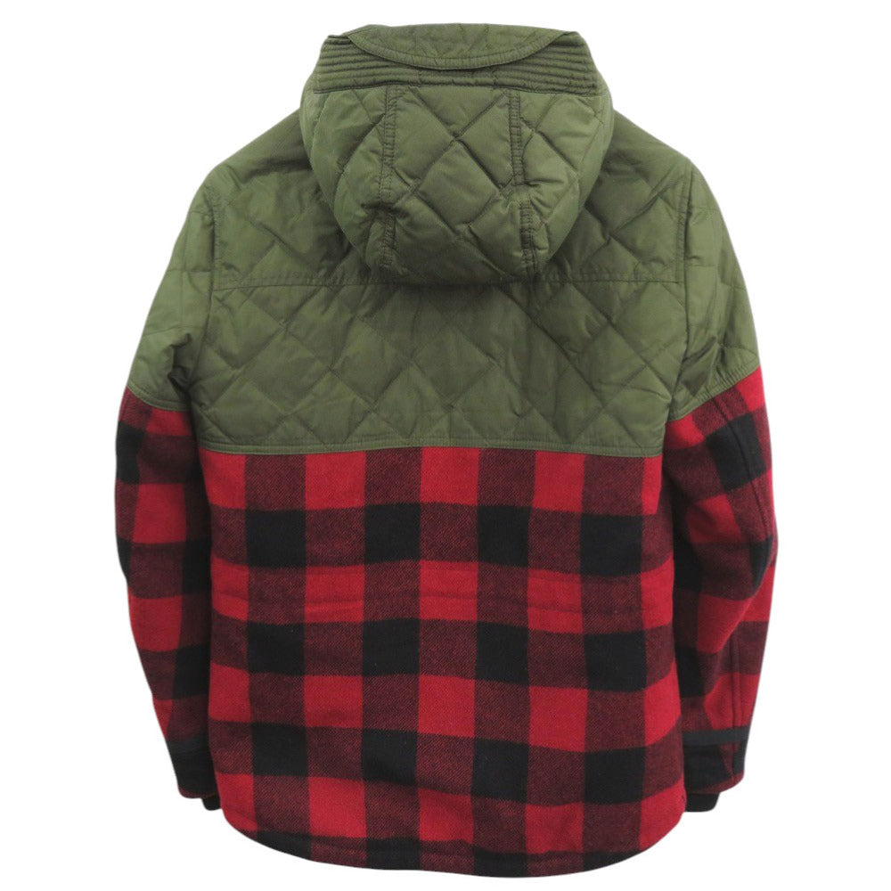 モンクレール ALTIER GIUBBOTTO チェック柄 サイズ1 ダウン フェザー カーキ レッド ダウンジャケット 0385【中古】MONCLER メンズ