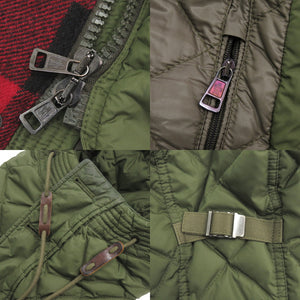 モンクレール ALTIER GIUBBOTTO チェック柄 サイズ1 ダウン フェザー カーキ レッド ダウンジャケット 0385【中古】MONCLER メンズ