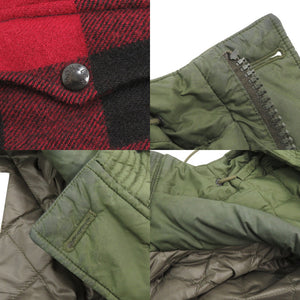 モンクレール ALTIER GIUBBOTTO チェック柄 サイズ1 ダウン フェザー カーキ レッド ダウンジャケット 0385【中古】MONCLER メンズ
