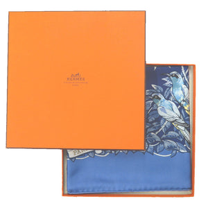 新品同様 エルメス カレ90 ジャングル ラブ Jungle Love シルク ブルー 青 スカーフ 0390【中古】HERMES