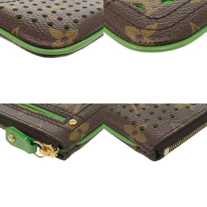 新品同様 ルイ ヴィトン ポシェット クレ M95186 モノグラムペルフォ グリーン コインケース 財布 緑 LV 0397【中古】LOUIS VUITTON