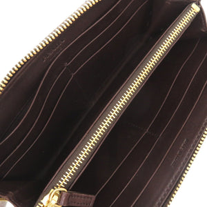 美品 プラダ トライアングルロゴ レオパード柄 ハラコ ラウンドファスナー 長財布 0398【中古】PRADA