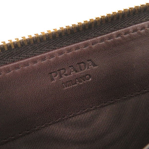 美品 プラダ トライアングルロゴ レオパード柄 ハラコ ラウンドファスナー 長財布 0398【中古】PRADA