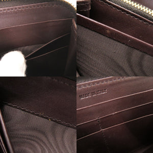 美品 プラダ トライアングルロゴ レオパード柄 ハラコ ラウンドファスナー 長財布 0398【中古】PRADA