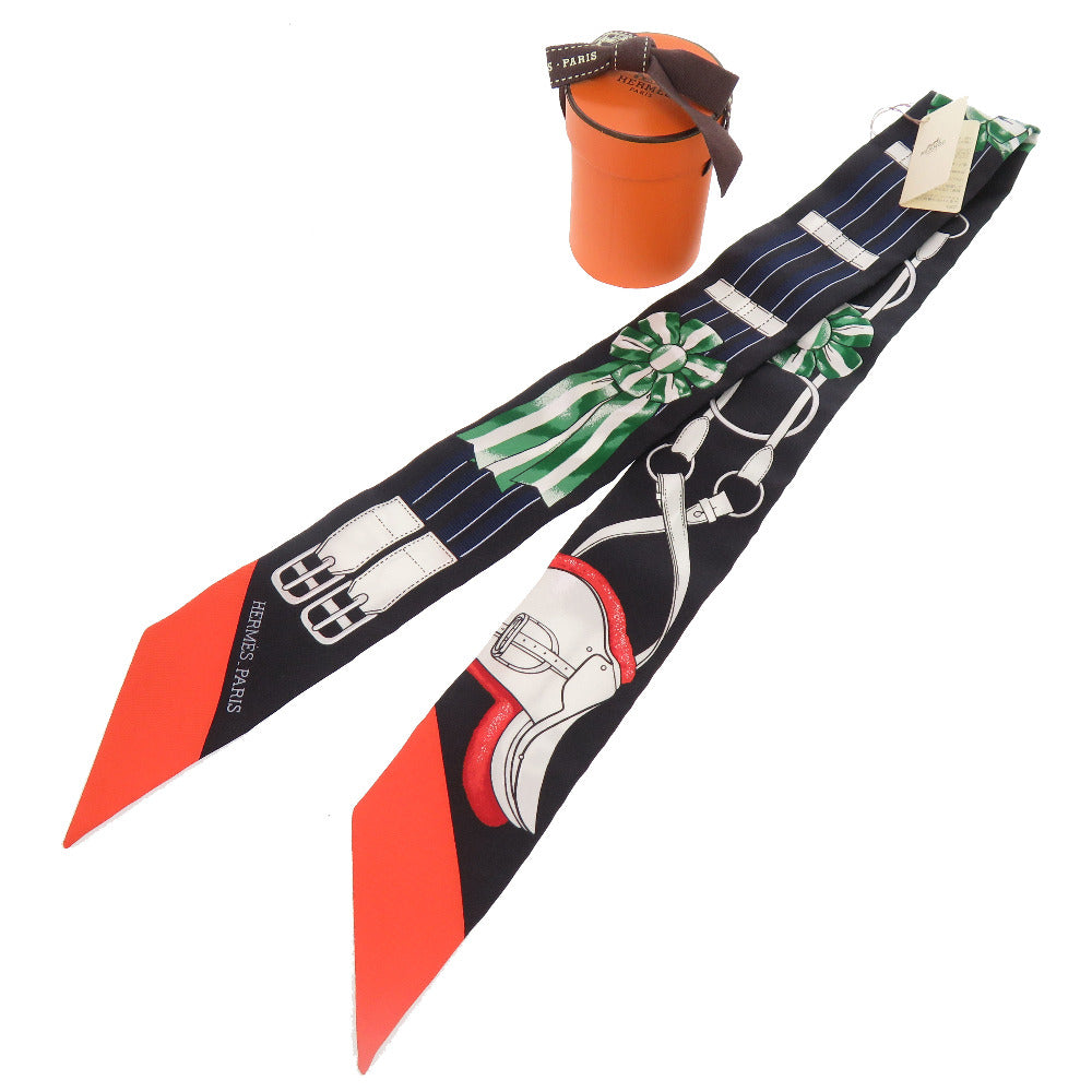 未使用 エルメス ツイリー Jumping スカーフ シルク ブラック 0392-1【中古】HERMES