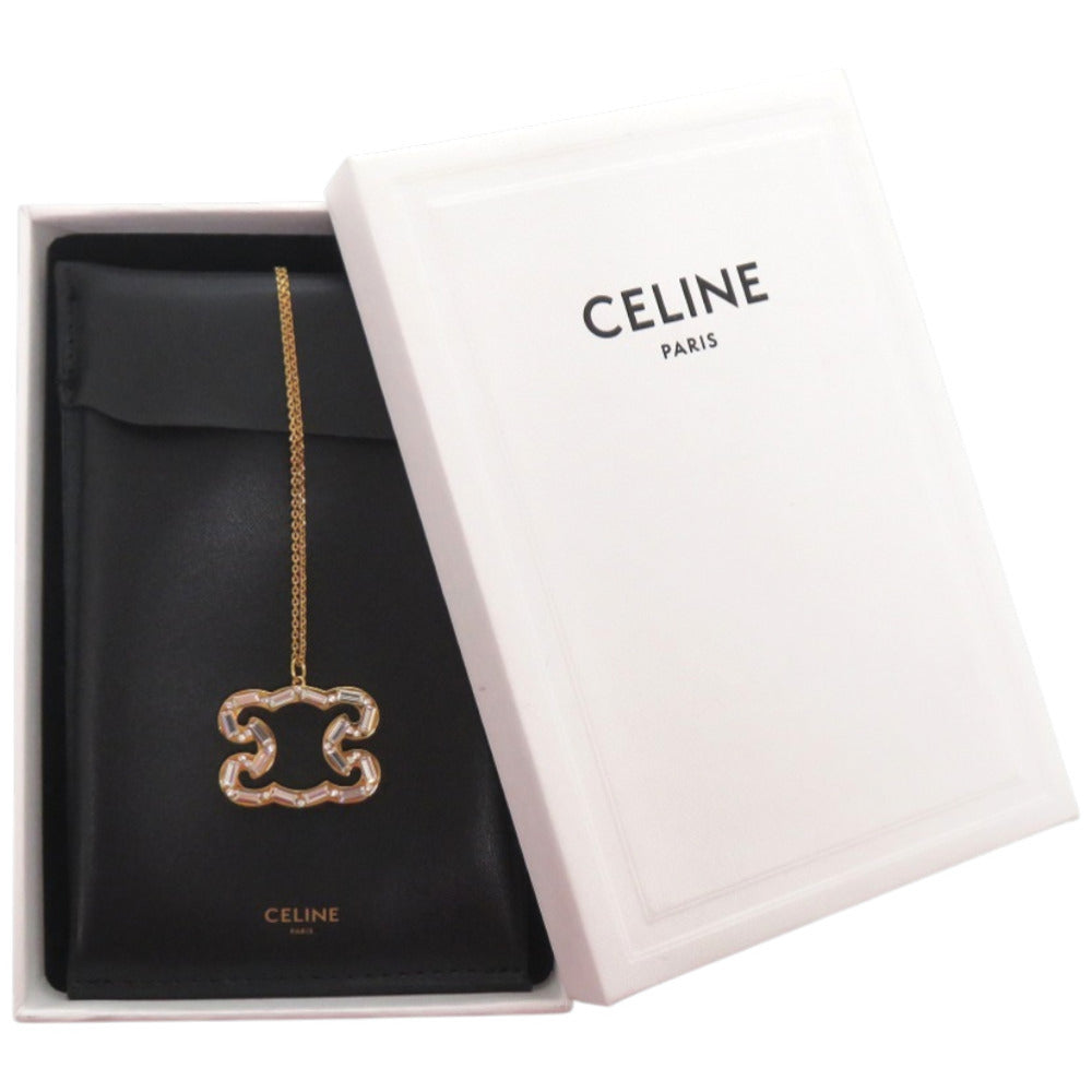 美品 セリーヌ トリオンフスパークル 461FO6BRS メタル ラインストーン ゴールド ネックレス 0436【中古】CELINE