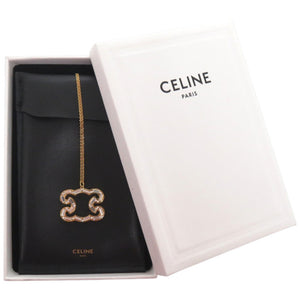美品 セリーヌ トリオンフスパークル 461FO6BRS メタル ラインストーン ゴールド ネックレス 0436【中古】CELINE