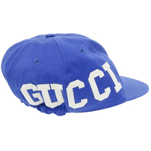 新品同様 グッチ 751400 コットン ブルー 帽子 キャップ 青 0438【中古】GUCCI
