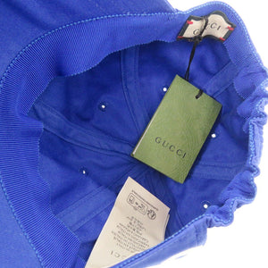 新品同様 グッチ 751400 コットン ブルー 帽子 キャップ 青 0438【中古】GUCCI