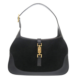 美品 グッチ ジャッキー 001 3306 ワンショルダーバッグ スウェード レザー ブラック ハンドバッグ 黒 0448【中古】GUCCI