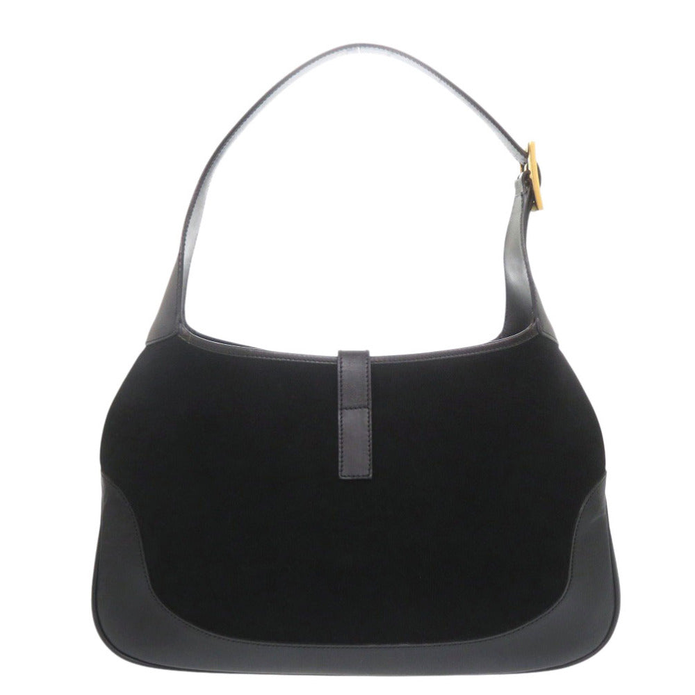 美品 グッチ ジャッキー 001 3306 ワンショルダーバッグ スウェード レザー ブラック ハンドバッグ 黒 0448【中古】GUCCI