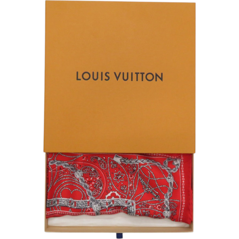 新品同様 ルイ ヴィトン カレ55 LV ロープ M90698 シルク レッド 赤 スカーフ LV 0452【中古】LOUIS VUITTON