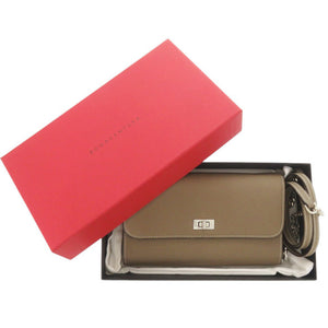 新品同様 ボナベンチュラ ベアトリーチェ ロングウォレット レザー エトープ 長財布 0462【中古】BONAVENTURA