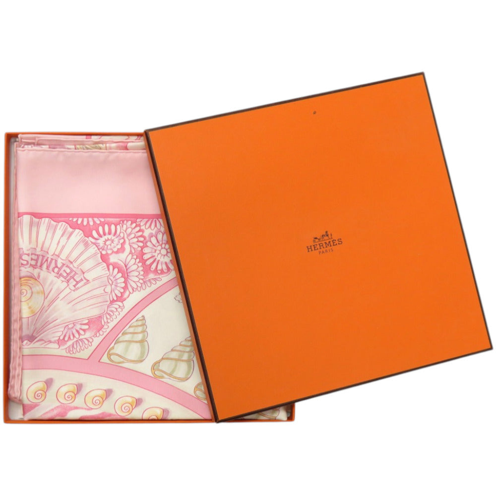 美品 エルメス カレ90 Parures Oceanes 海のアクセサリー シルク ピンク スカーフ 0476【中古】HERMES