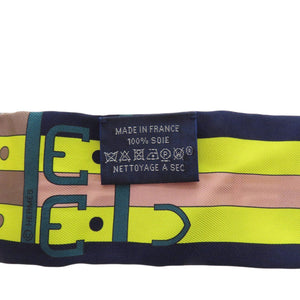 美品 エルメス ツイリー ロカバール シルク ネイビー グレージュ イエロースカーフ 0478【中古】HERMES