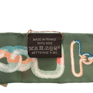 新品同様 エルメス ツイリー ブリッド ア ブロック 詩的な目録 シルク ベージュ グリーン スカーフ 0479【中古】HERMES