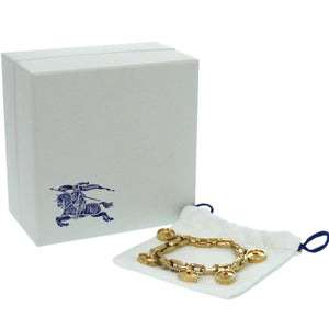 美品 バーバリー ホローメダリオン シルバー925 ゴールド ブレスレット 0483【中古】BURBERRY